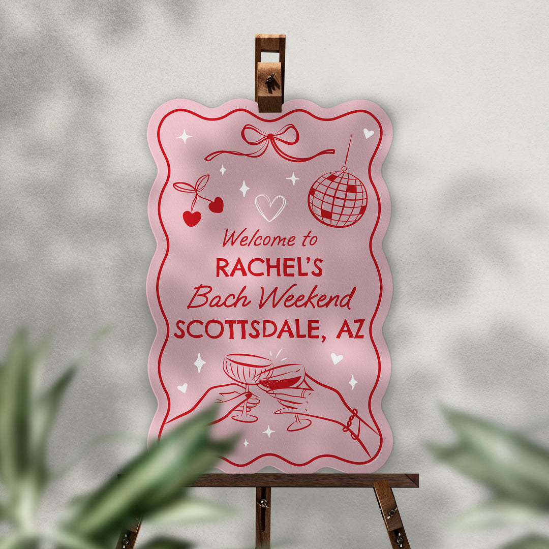 party entrance setup with welcome sign