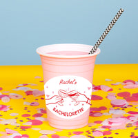 custom Drinks with the Girls party cups personalized stickers applied