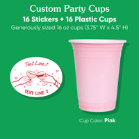 16 cups and 16 custom stickers set included display