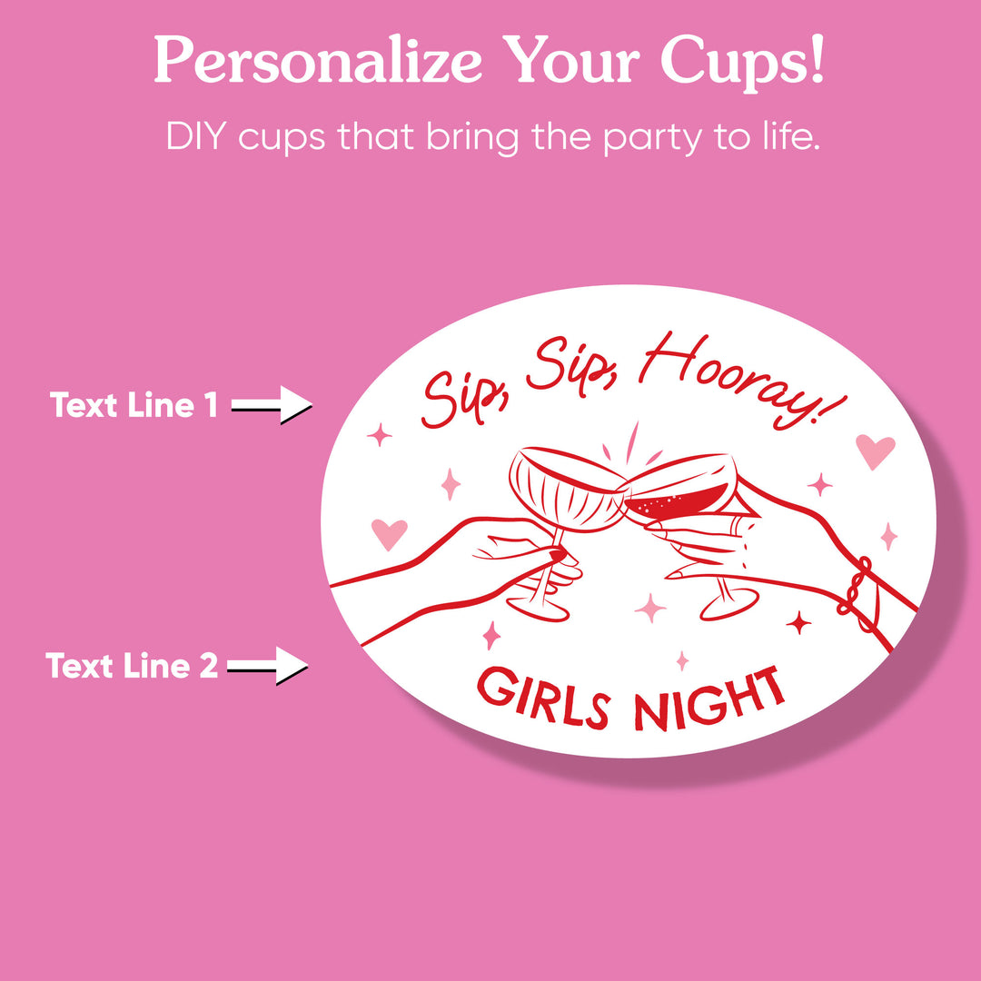 waterproof sticker detail on curved party cup surface