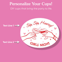 waterproof sticker detail on curved party cup surface