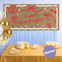 girls night party backdrop with custom banner