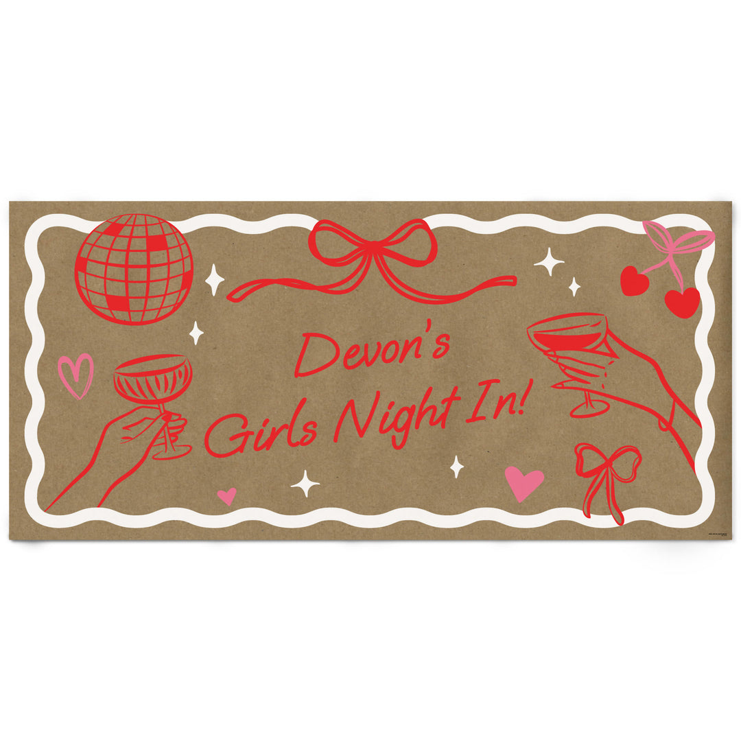 personalized Drinks with the Girls kraft banner custom text