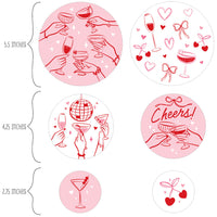 cocktail themed oversized confetti circles girls night decor close up