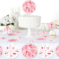 girls night party table styled with cocktail confetti decor