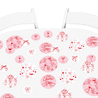 girls night party table styled with cocktail confetti decor