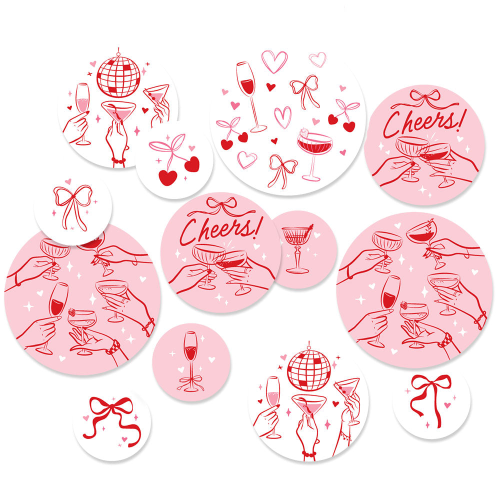 Drinks with the Girls giant circle confetti set table scatter