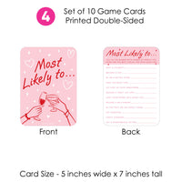 Set of 10 game cards printed double-sided with 'Most Likely to' text and illustrations.