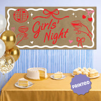 girls night backdrop with kraft banner decor