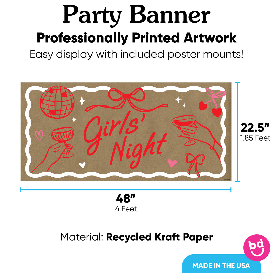 large party banner detail on brown kraft paper