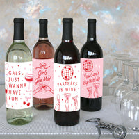 drink station with decorated wine bottles