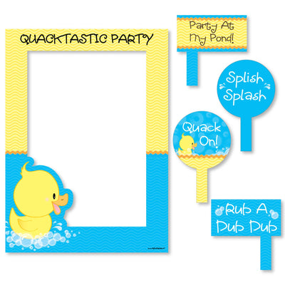 Ducky Duck - Birthday Party or Baby Shower Selfie Photo Booth Picture Frame & Props - Printed on Sturdy Material