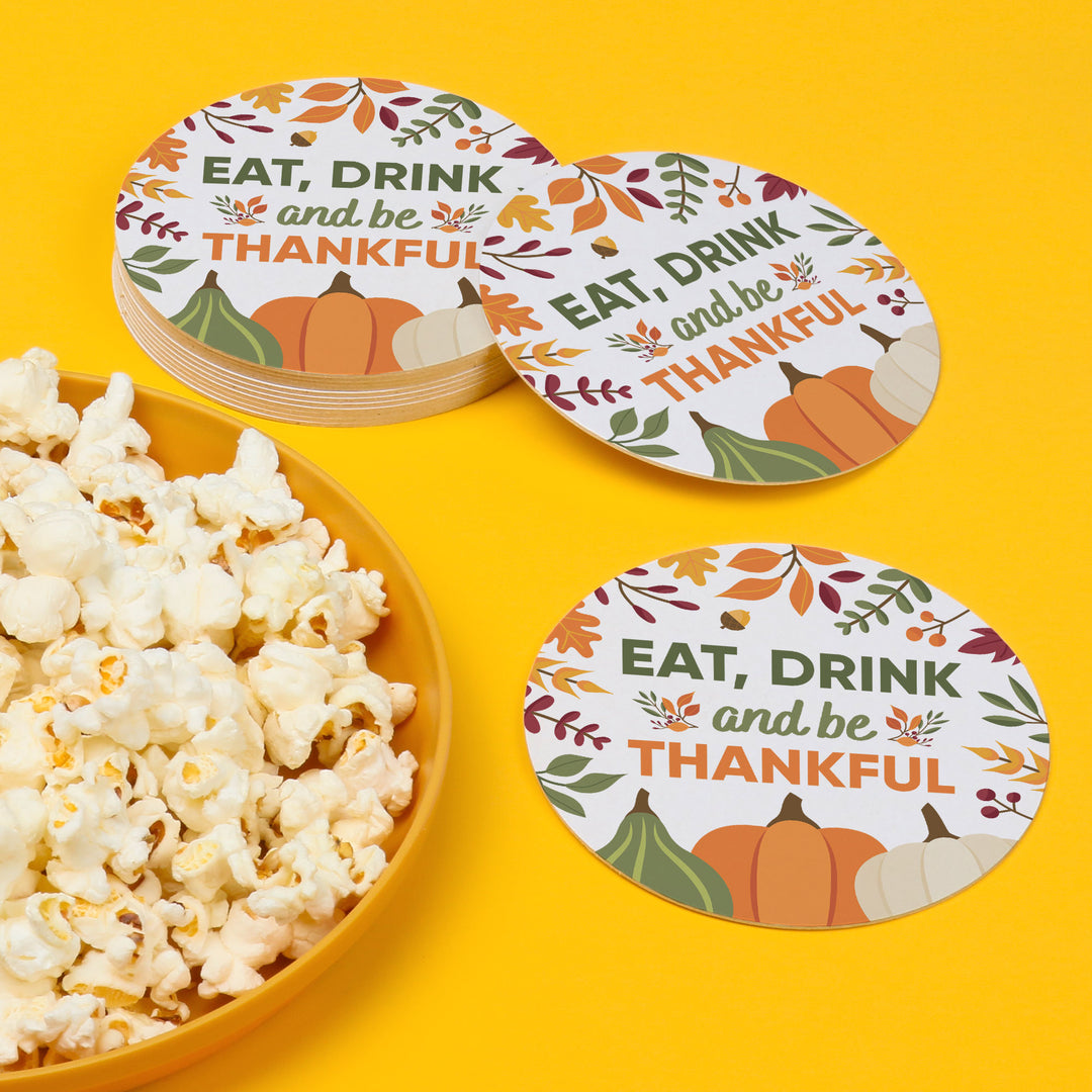 Drink Coasters - Eat Drink and Be Thankful - 25 Ct
