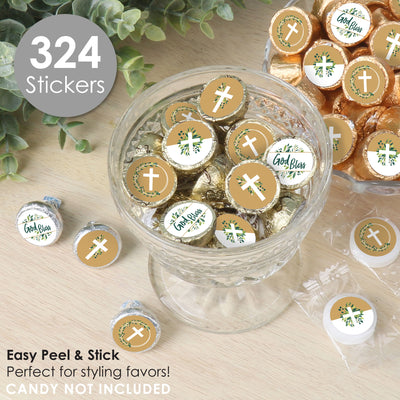 Elegant Cross - Religious Party Small Round Candy Stickers - Party Favor Labels - 324 Count