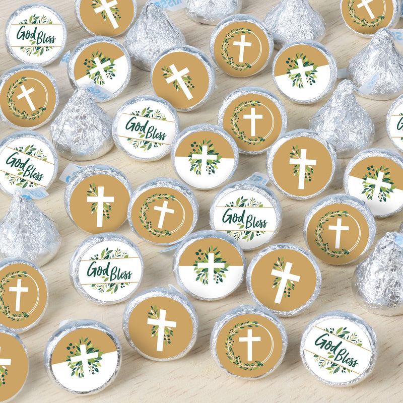 Elegant Cross - Religious Party Small Round Candy Stickers - Party Favor Labels - 324 Count