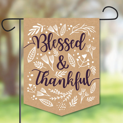 Elegant Thankful - Outdoor Home Decorations - Double-Sided Fall Thanksgiving Garden Flag - 12 x 15.25 inches