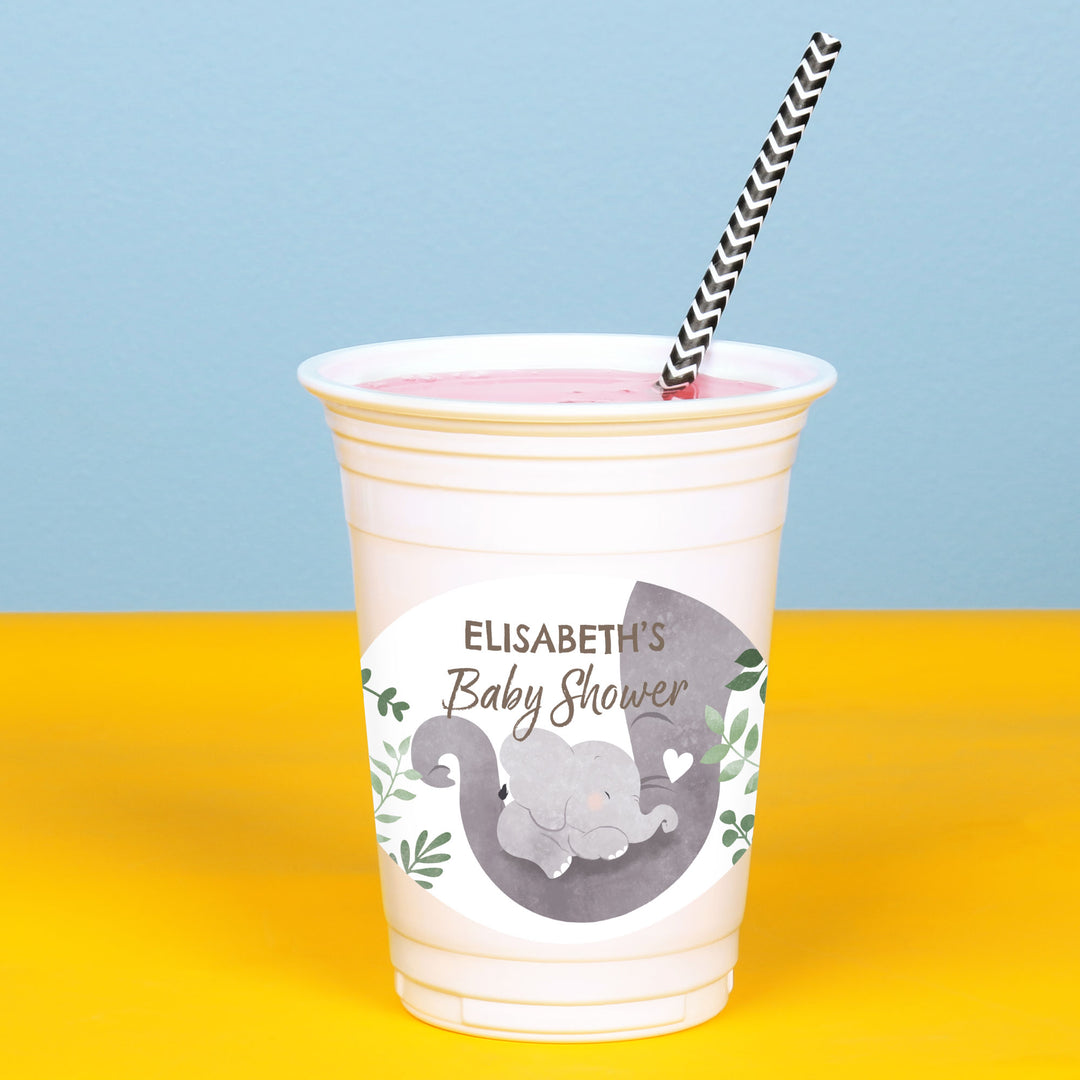 Custom Text Party Cups - Elephant - 16 Ct