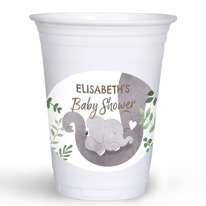 Custom Text Party Cups - Elephant - 16 Ct