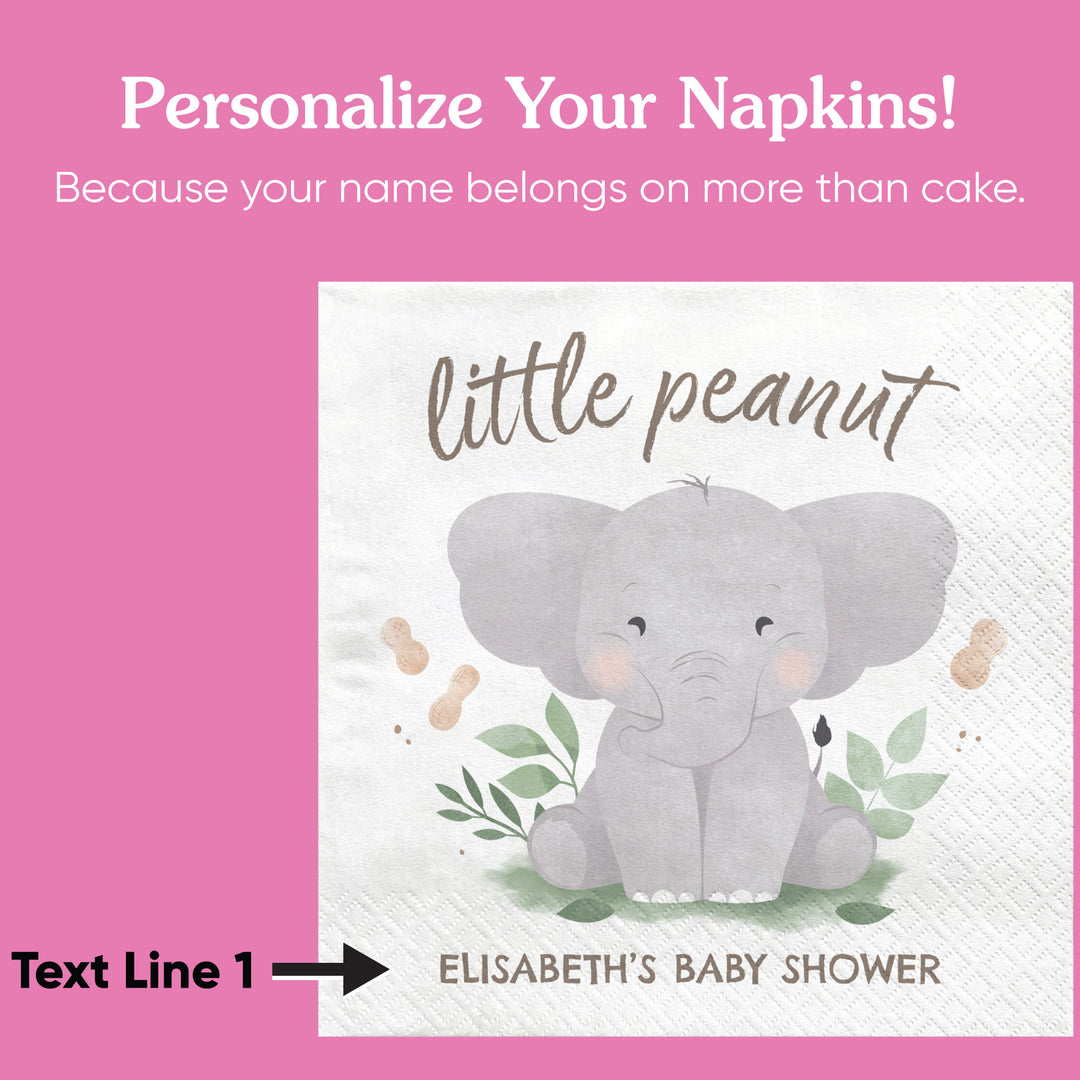Custom Text Napkins - Elephant - 50 Ct