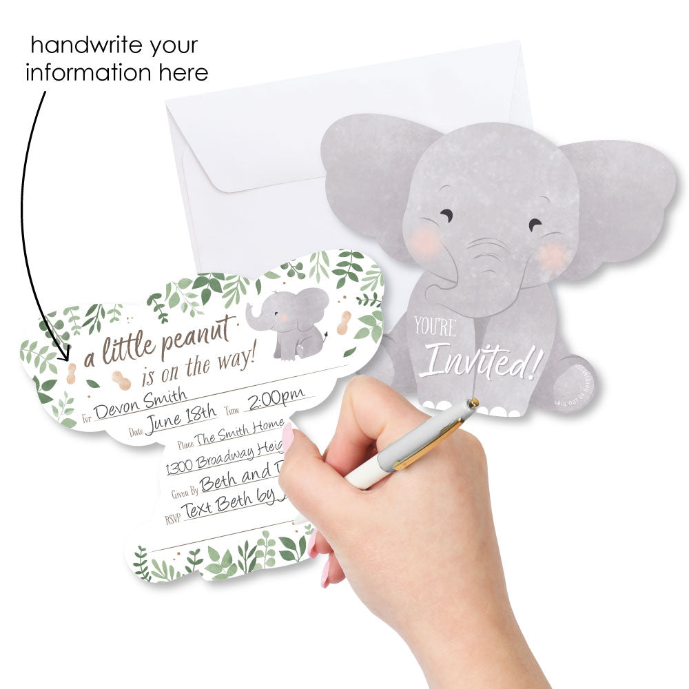 Elephant Shaped Fill-In Invitations - 12 Ct