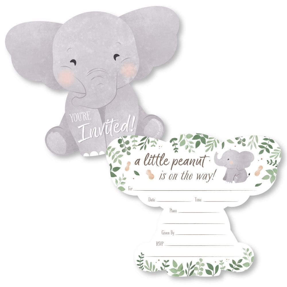 Elephant Shaped Fill-In Invitations - 12 Ct