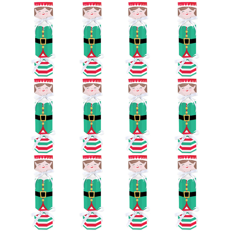 Elf Squad - No Snap Kids Elf Christmas and Birthday Party Table Favors - DIY Cracker Boxes - Set of 12