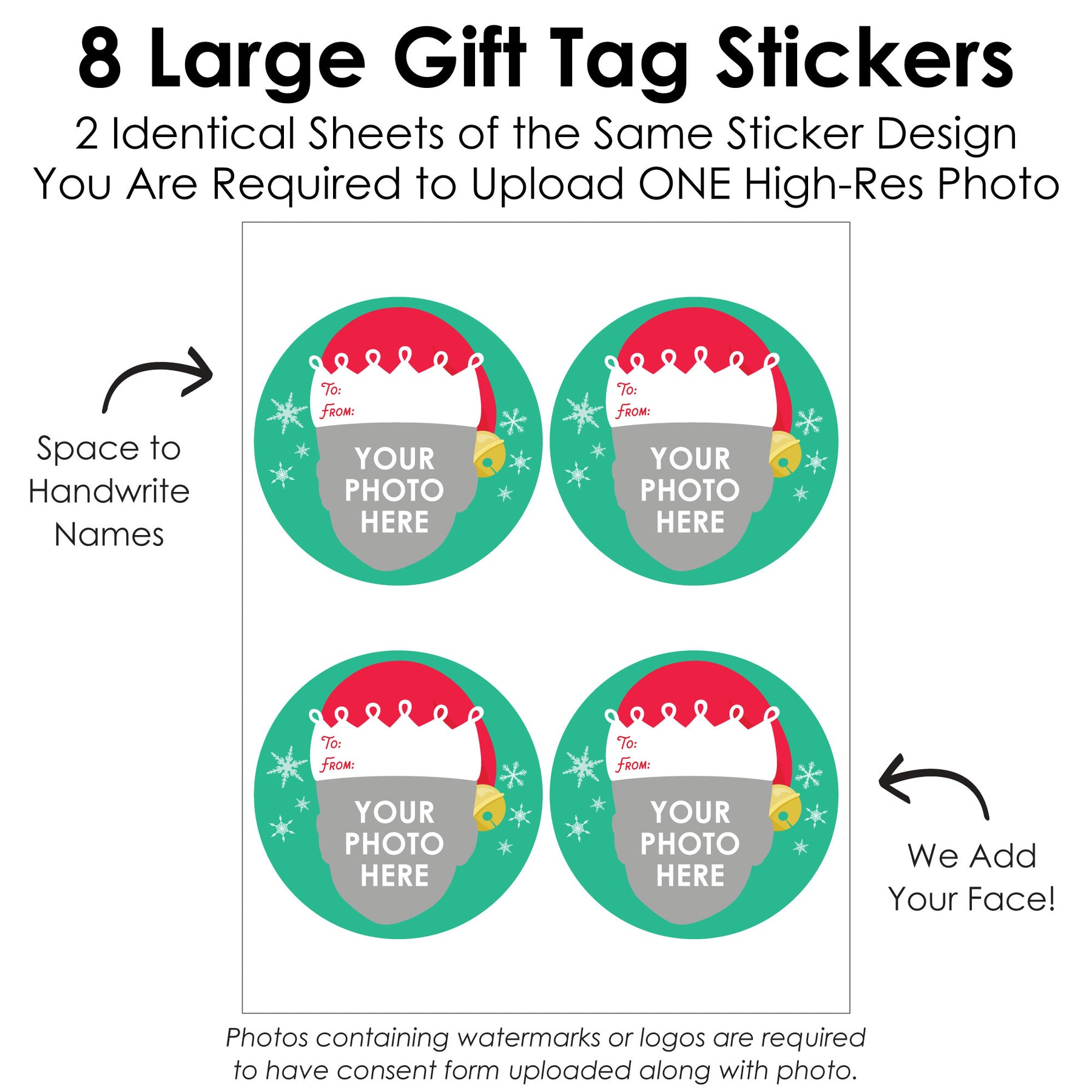 Custom Photo Elf Squad - Christmas Round To and From Gift Tags - Fun Face Large Stickers - Set of 8 | BigDotOfHappiness.com – Big Dot of Happiness LLC custom-photo-elf-squad-christmas-round-to-and-from-gift-tags-fun-face-large-stickers-set-of-8-bigdotofhappiness-com-big-dot-of-happiness-llc