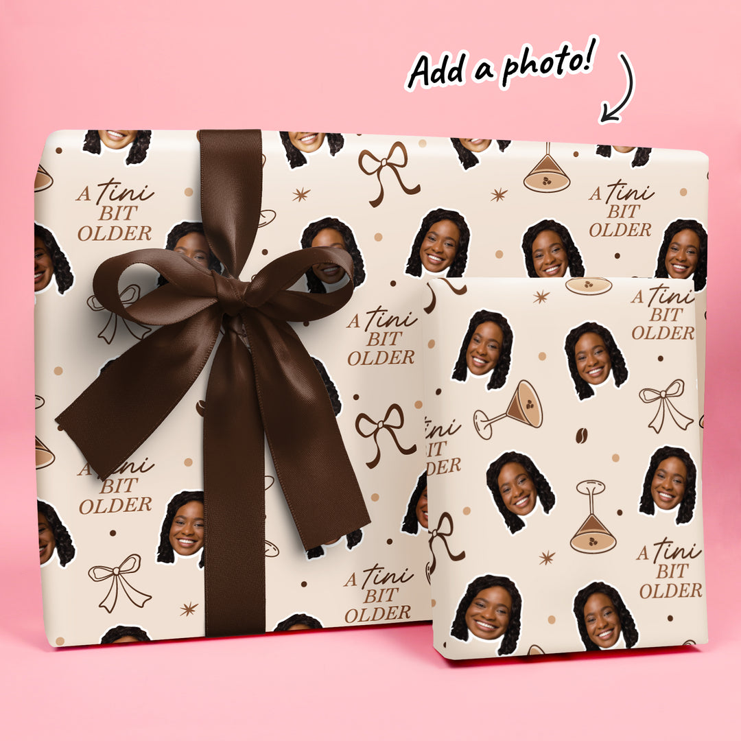 Custom Face A Tini Bit Older Espresso Wrapping Paper