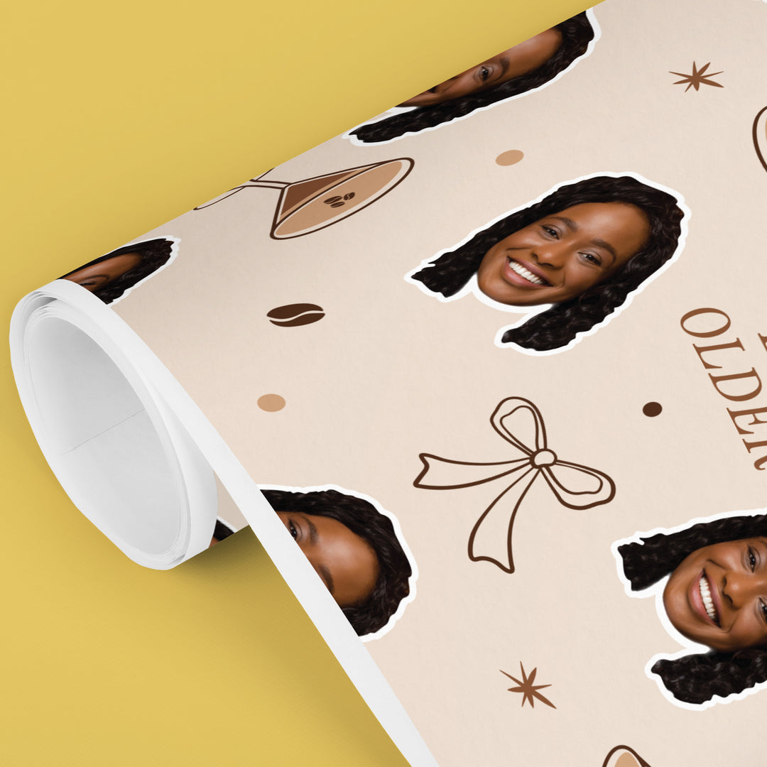 Custom Face A Tini Bit Older Espresso Wrapping Paper