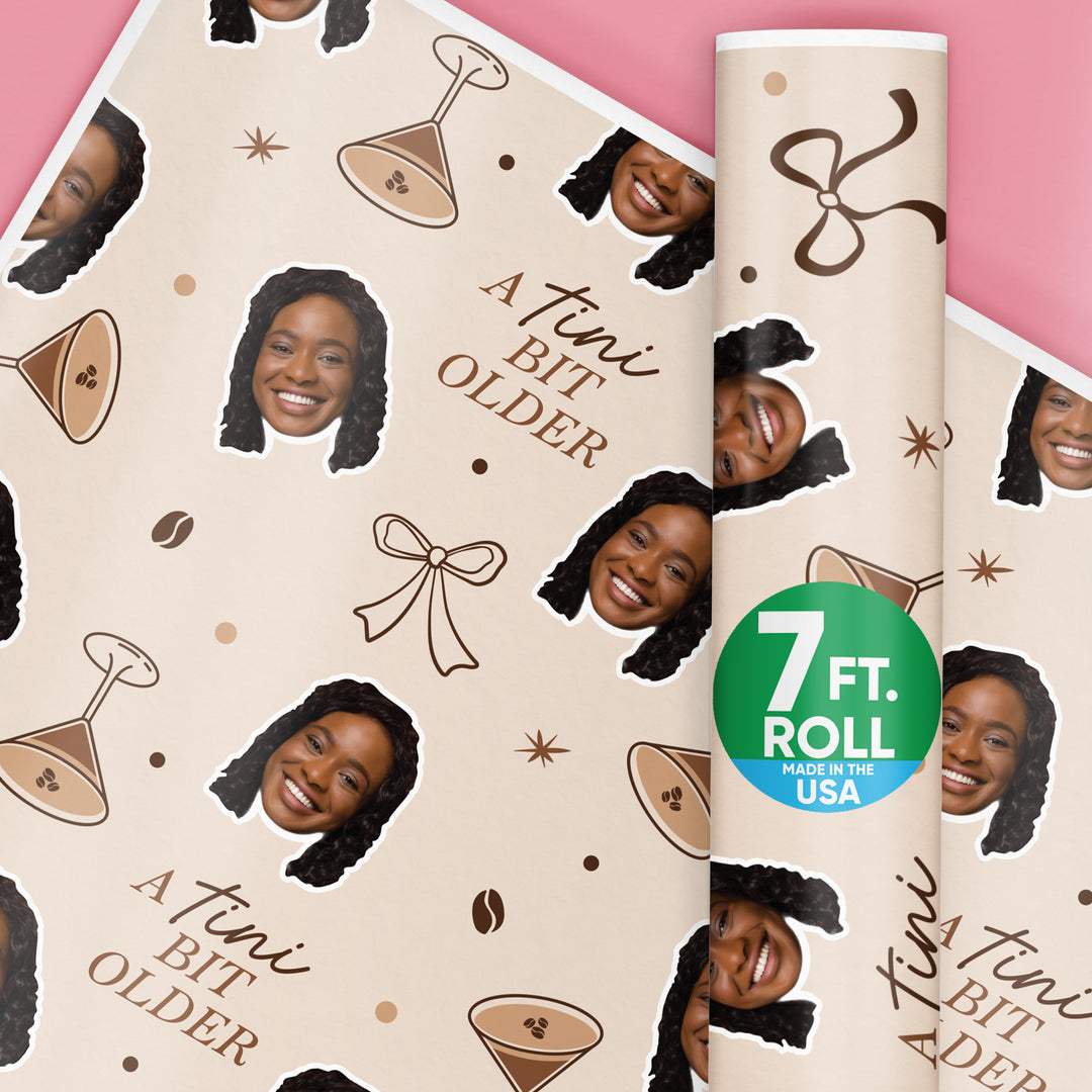Custom Face A Tini Bit Older Espresso Wrapping Paper