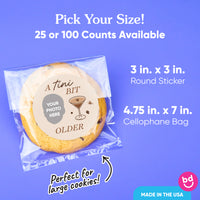 Custom Face Stickers & Clear Cookie Bags - A Tini Bit Older Espresso