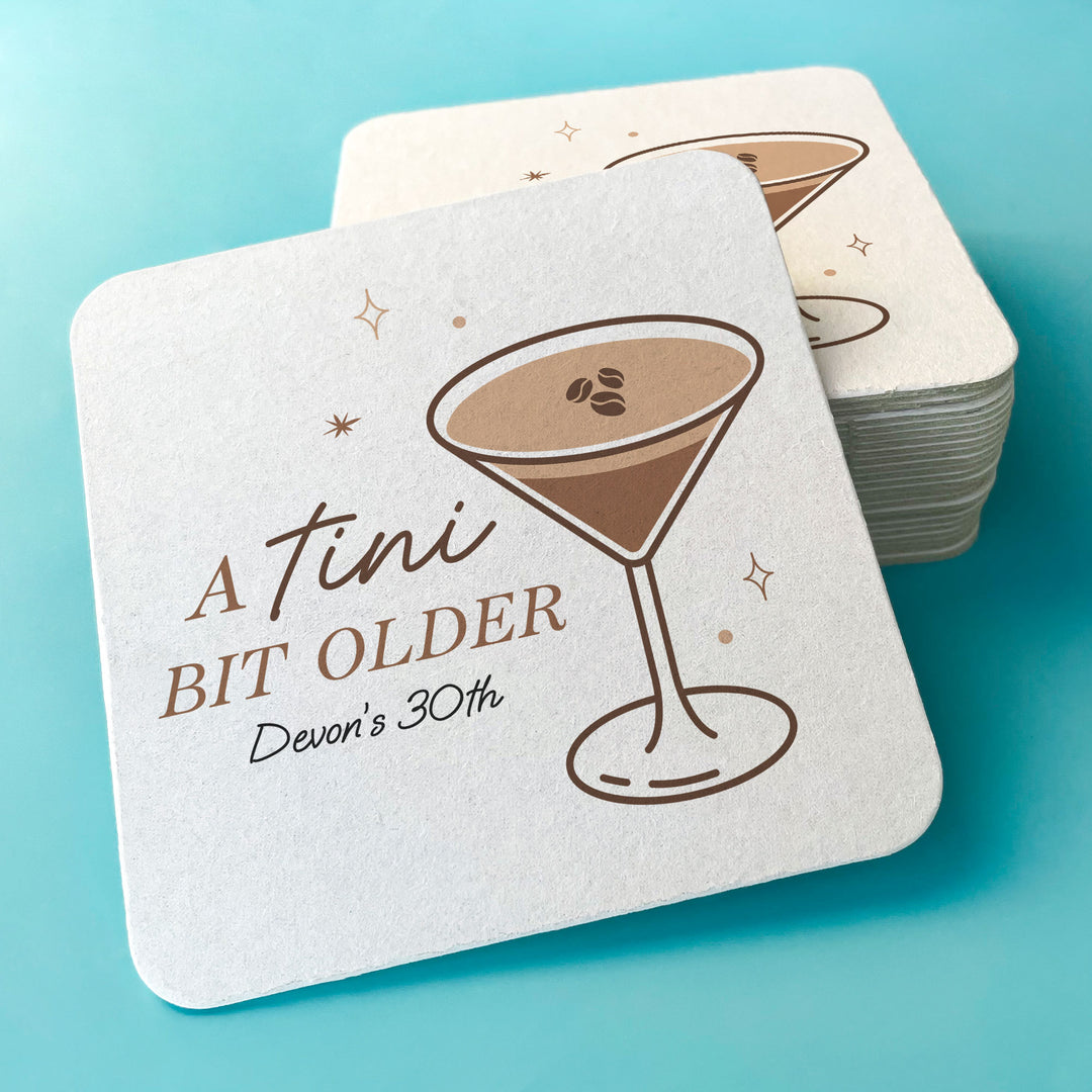Custom Text Coasters - A Tini Bit Older Espresso