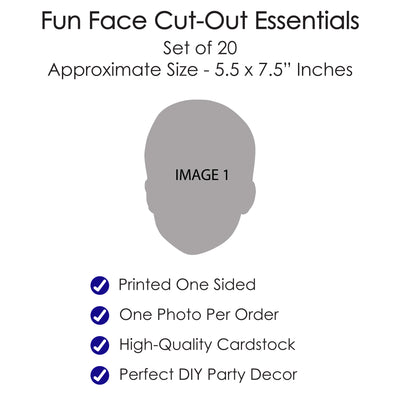 Fun Face Cutout Decorations - DIY Custom Photo Head Cut Out Essentials - Upload 1 Photo - Set of 20