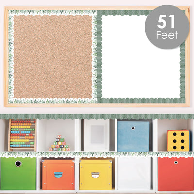 Eucalyptus Greenery - Scalloped Classroom Decor - Bulletin Board Borders - 51 Feet