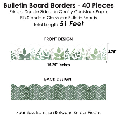 Eucalyptus Greenery - Scalloped Classroom Decor - Bulletin Board Borders - 51 Feet