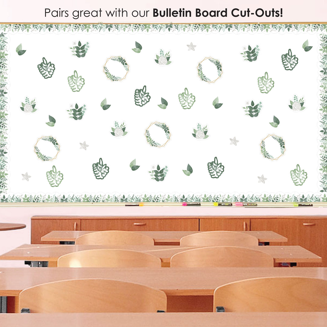 Eucalyptus Greenery - Scalloped Classroom Decor - Bulletin Board Borders - 51 Feet