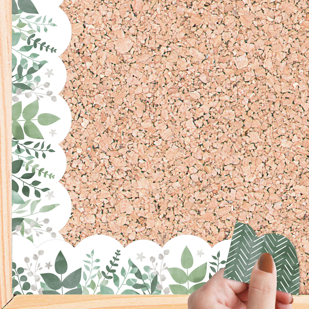 Eucalyptus Greenery - Scalloped Classroom Decor - Bulletin Board Borders - 51 Feet