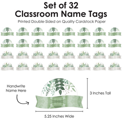 Eucalyptus Greenery - DIY Blank Paper Desk or Locker Labels - Classroom Name Tags - Set of 32