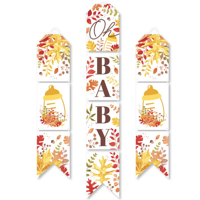 Fall Foliage Baby - Hanging Vertical Paper Door Banners - Autumn Leaves Baby Shower Wall Decoration Kit - Indoor Door Decor