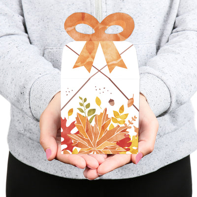 Fall Foliage - Square Favor Gift Boxes - Autumn Leaves Party Bow Boxes - Set of 12