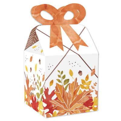 Fall Foliage - Square Favor Gift Boxes - Autumn Leaves Party Bow Boxes - Set of 12
