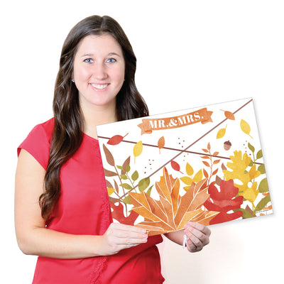 Fall Foliage Bride - Paper Autumn Leaves Bridal Shower and Wedding Party Coloring Sheets - Activity Placemats - Set of 16