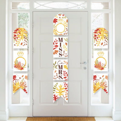 Fall Foliage Bride - Hanging Vertical Paper Door Banners - Autumn Leaves Bridal Shower and Wedding Party Wall Decoration Kit - Indoor Door Decor