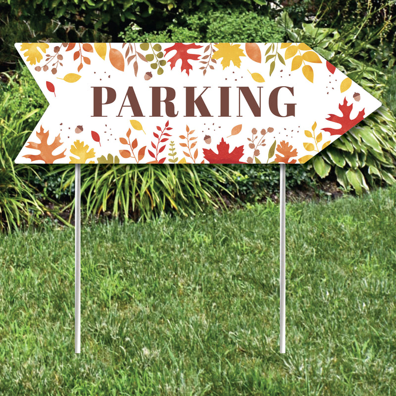 Fall Foliage Wedding Parking Signs - Autumn Leaves Wedding Sign Arrow - Double Sided Directional Yard Signs - Set of 2