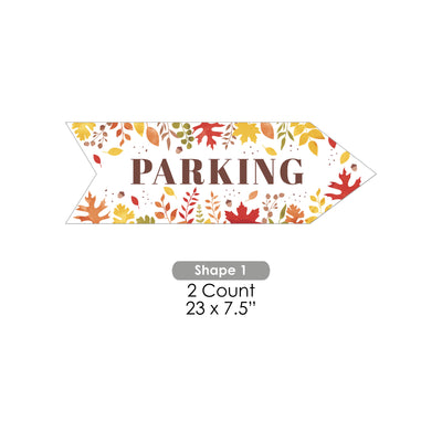 Fall Foliage Wedding Parking Signs - Autumn Leaves Wedding Sign Arrow - Double Sided Directional Yard Signs - Set of 2