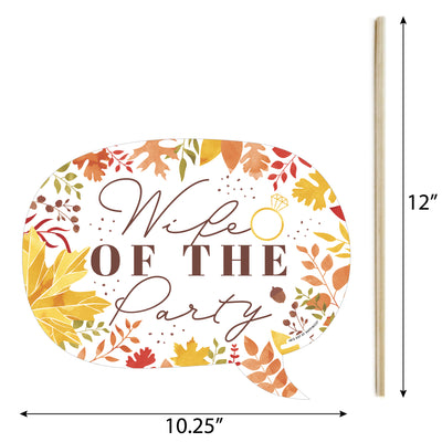 Funny Fall Foliage Bride - Autumn Leaves Bridal Shower and Wedding Party Photo Booth Props Kit - 10 Piece
