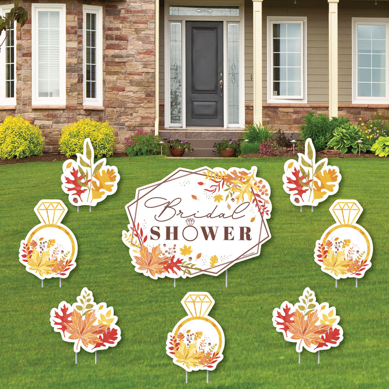 Fall Foliage Bride - Yard Sign and Outdoor Lawn Decorations - Autumn Leaves Bridal Shower and Wedding Party Yard Signs - Set of 8
