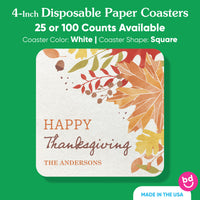Custom Text Drink Coasters - Fall Foliage - 25 Ct