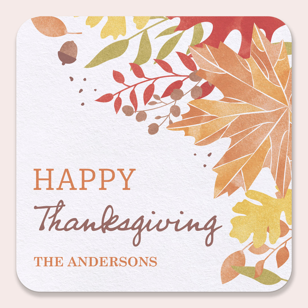 Custom Text Drink Coasters - Fall Foliage - 25 Ct