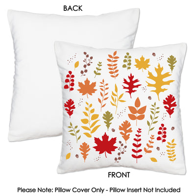Fall Foliage - Autumn Leaves Party Home Decorative Canvas Cushion Case - Throw Pillow Cover - 16 x 16 Inches